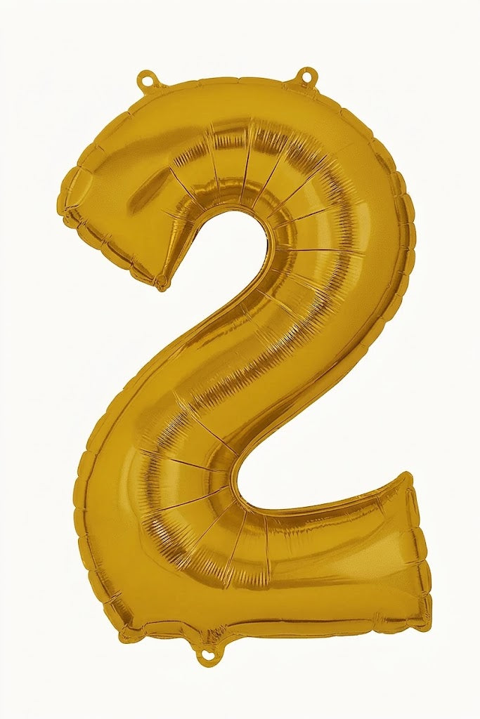 Gold Number "2" Foil Balloon | 16" Air-Filled