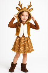Oh Deer! Girls' Halloween Costume with Hood and Antlers