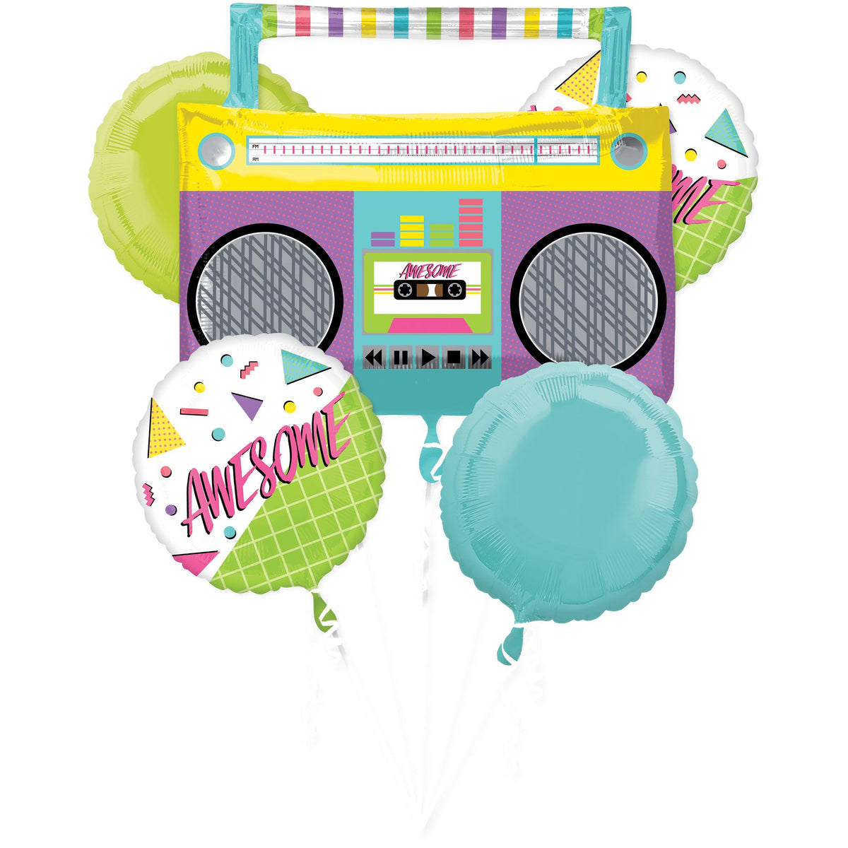 Awesome Retro Foil Balloon Bouquet - 5 Piece Set