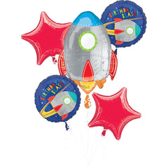Blast Off Birthday Balloon Bouquet - 5 Piece Set