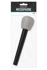 Glitter Microphone Costume Prop - Black/Silver