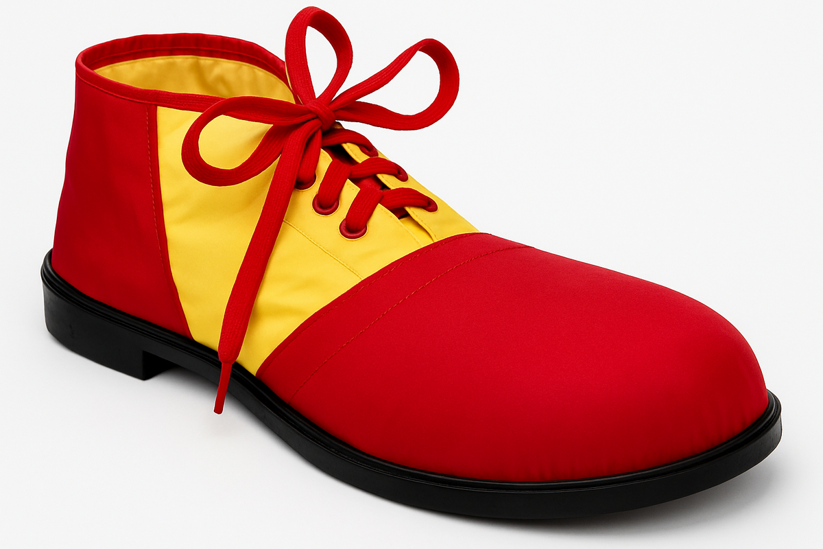 Deluxe Red & Yellow Clown Shoes - One Size Fits Most