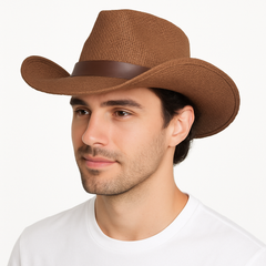Brown Burlap Cowboy Hat