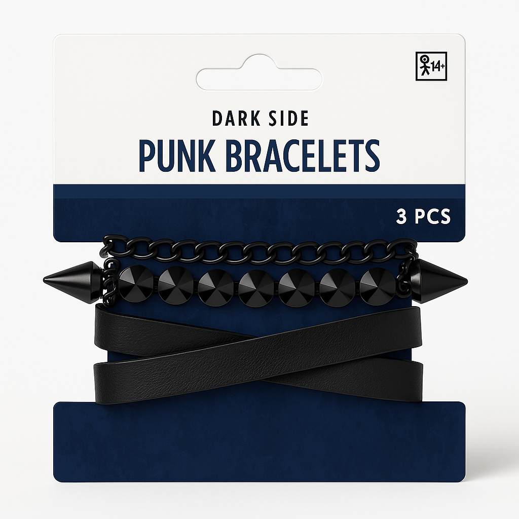 Punk Studded Bracelet Set - 3 Pack Halloween Costume Accessories