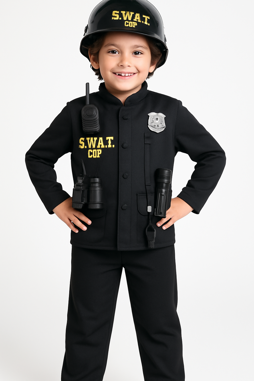 Kids' SWAT Officer Costume with Helmet and Accessories