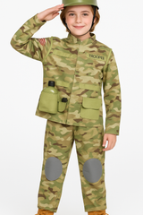Kids' Combat Soldier Halloween Costume with Jacket, Pants & Canteen