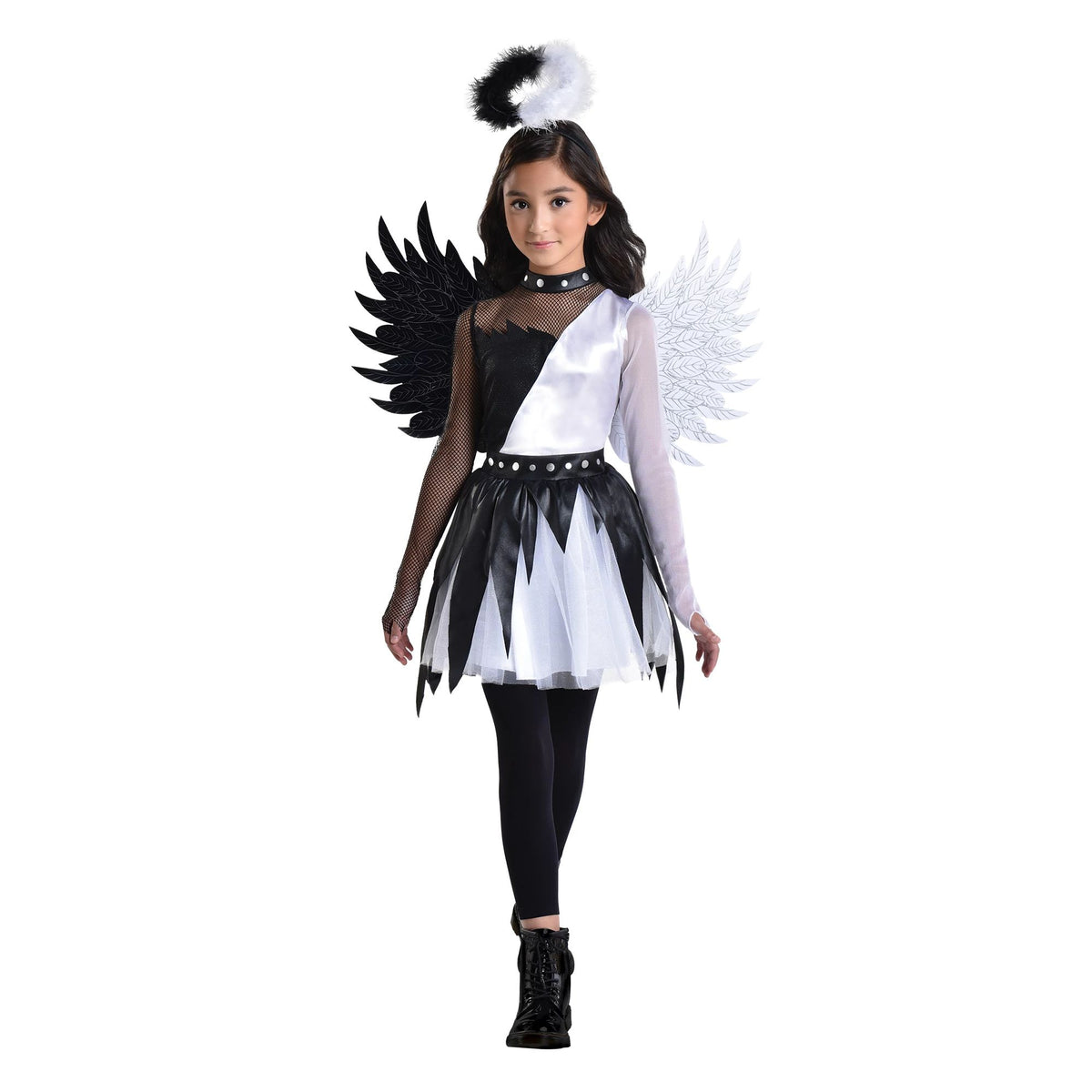 Twisted Angel Girl's Halloween Costume with Wings & Halo