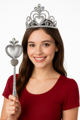 Enchanting Disney Princess Silver Tiara and Wand Set