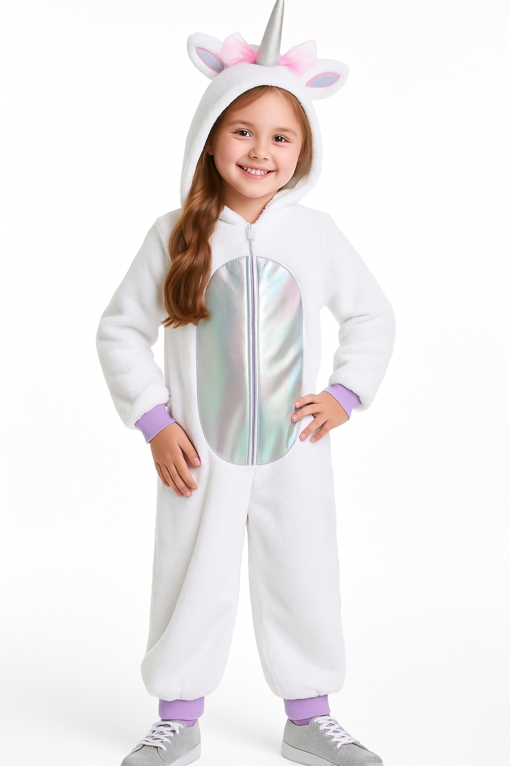 Rainbow Unicorn Fleece Jumpsuit Costume for Kids