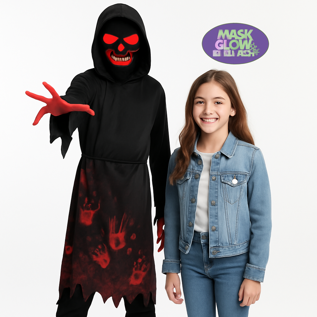 Kids' Hooded Horror Skeleton Halloween Costume