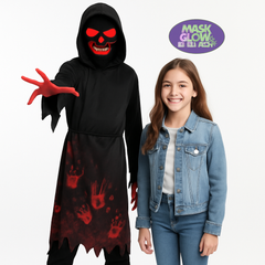 Kids' Hooded Horror Skeleton Halloween Costume