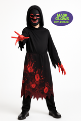 Hooded Horror Skeleton Kids Halloween Costume