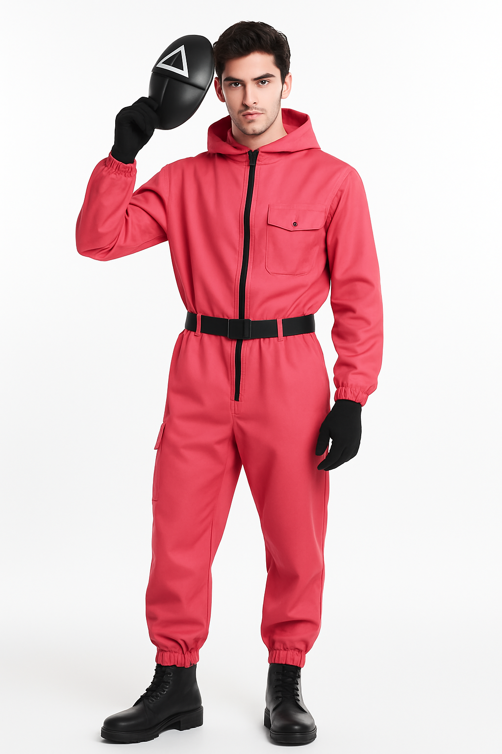 Adult Squid Game Pink Guard Costume with Mask - L/XL