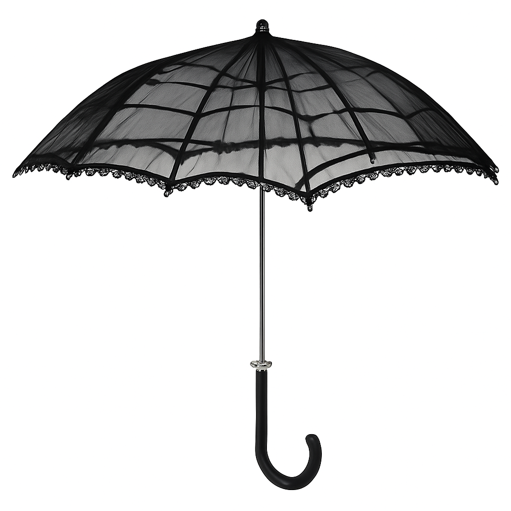Sheer Black Gothic Parasol - Perfect Halloween Costume Accessory
