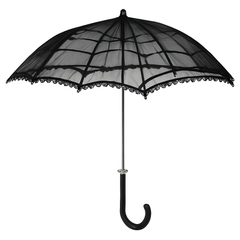 Sheer Black Gothic Parasol - Perfect Halloween Costume Accessory