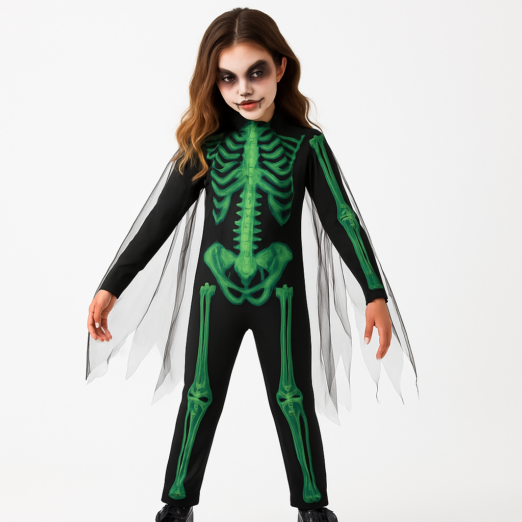 Glow Reaper Skeleton Halloween Costume for Girls