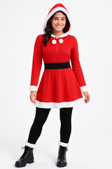 Adult Sassy Santa Hooded Costume Dress