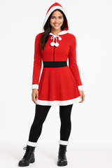 Sassy Santa Hooded Dress Costume for Adults
