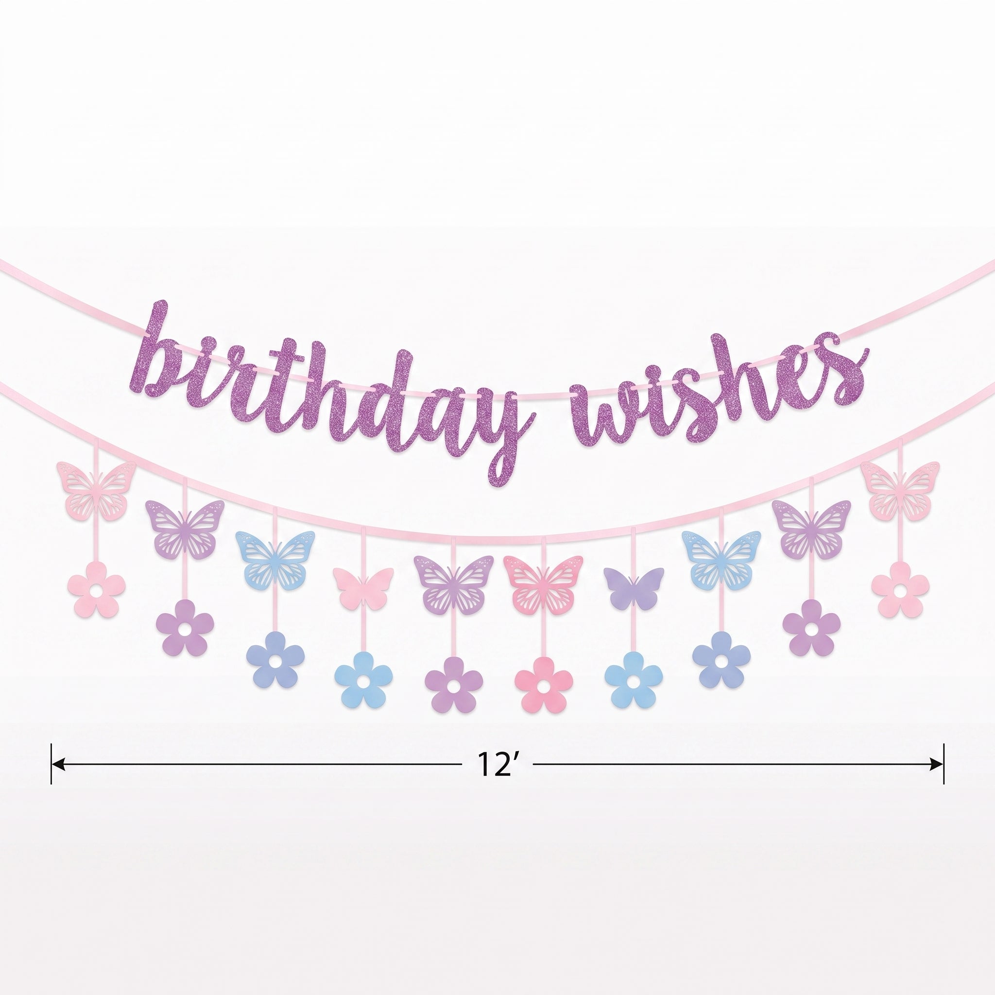 Butterfly Flutter "Birthday Wishes" Double Banner Decoration