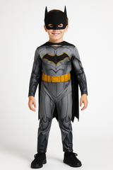 Kids' Batman Costume for Halloween - Black/Grey/Yellow (3-4T)