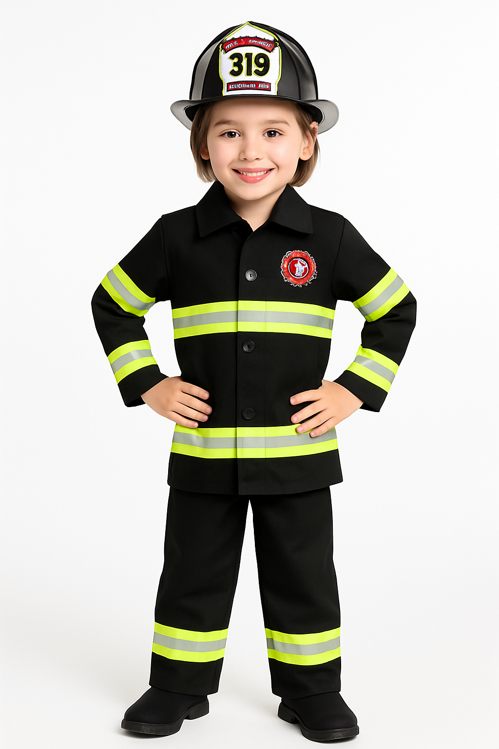 Toddler's Firefighter Reflective Costume with Helmet