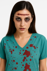 Stitched Wound Temporary Tattoo, 4-Inch Realistic Halloween Accessory