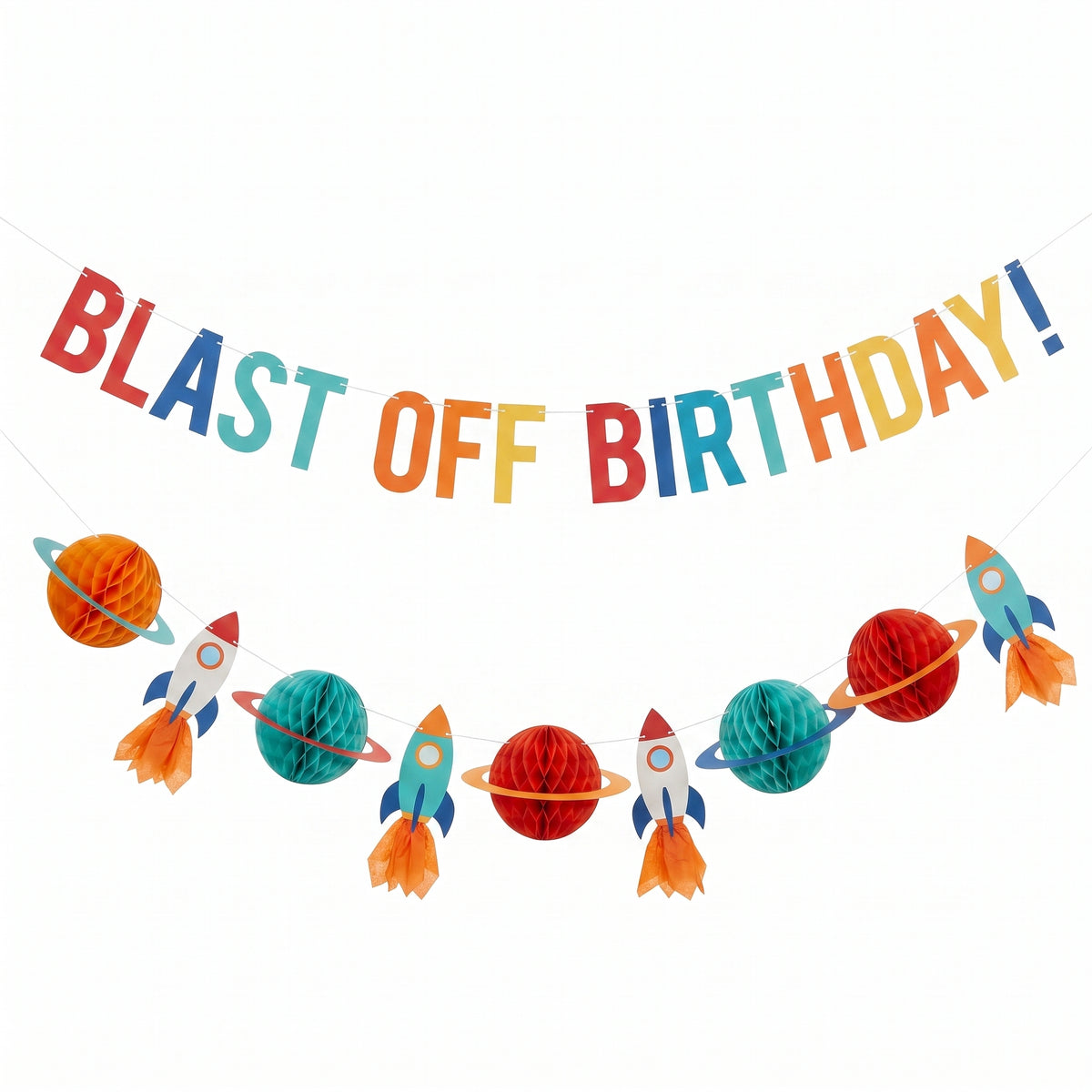 Blast Off Birthday Rocket Garland Banner Kit