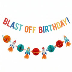 Blast Off Birthday Rocket Garland Banner Kit