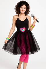 1980s Black Lace Pop Skirt for Adults ‚Äì Retro Costume Accessory