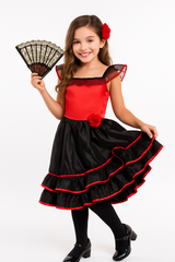 Girls' Spanish Dancer Halloween Costume with Hair Clip - Child M (8-10)