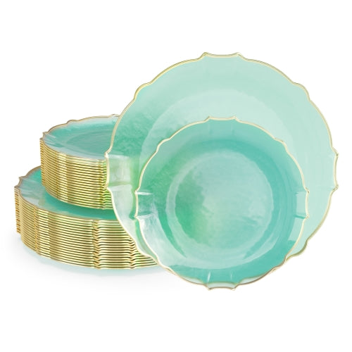 Mint/Gold Petal Plates - Combo Pack 40/40