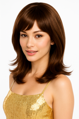 Flirty Feathered Brown Shag Wig - Stylish Costume Accessory