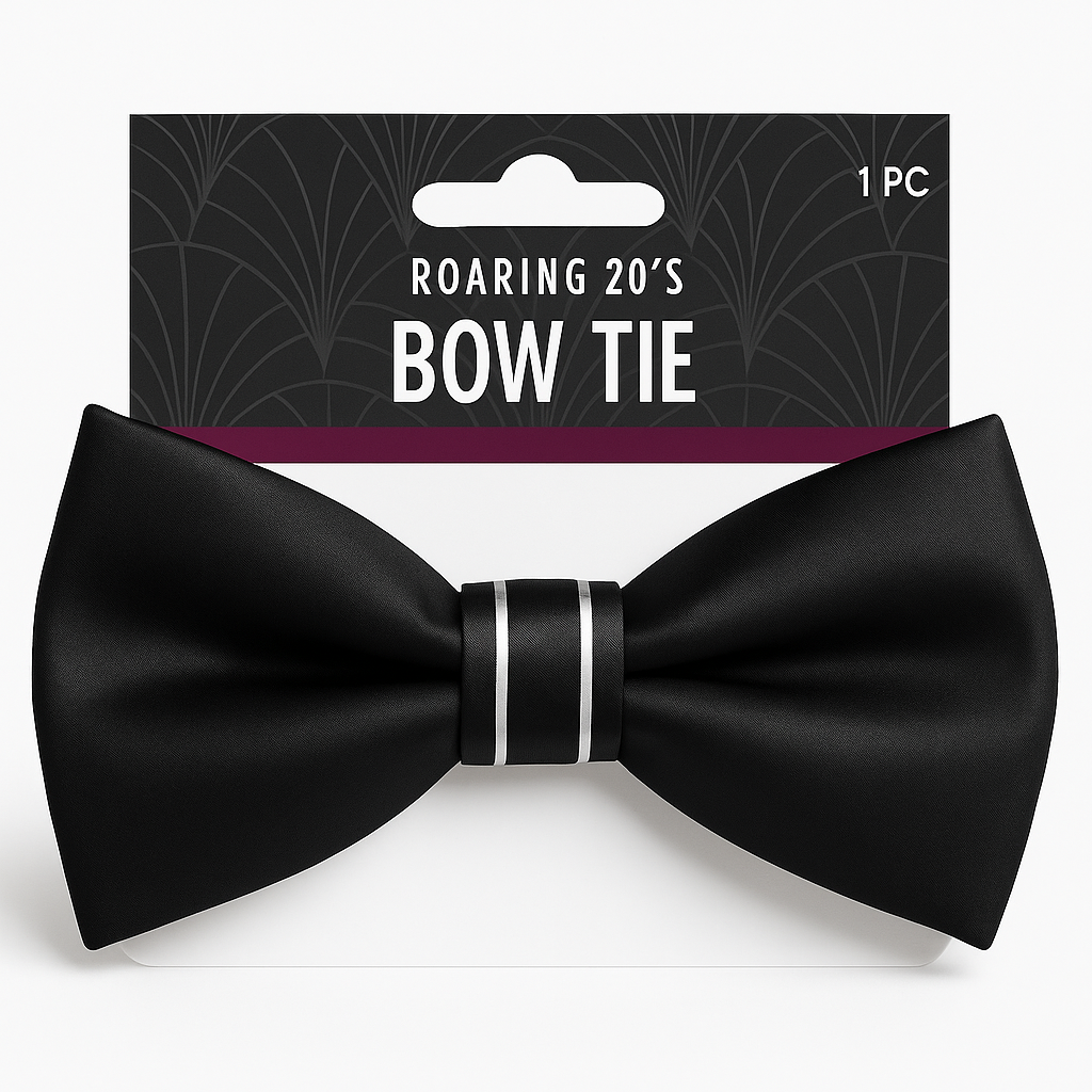 Roaring '20s Black Bow Tie - Classic Costume Accessory