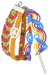 1960s Festival Friendship Bracelet Set ‚Äì Multi-Coloured Boho Accessory
