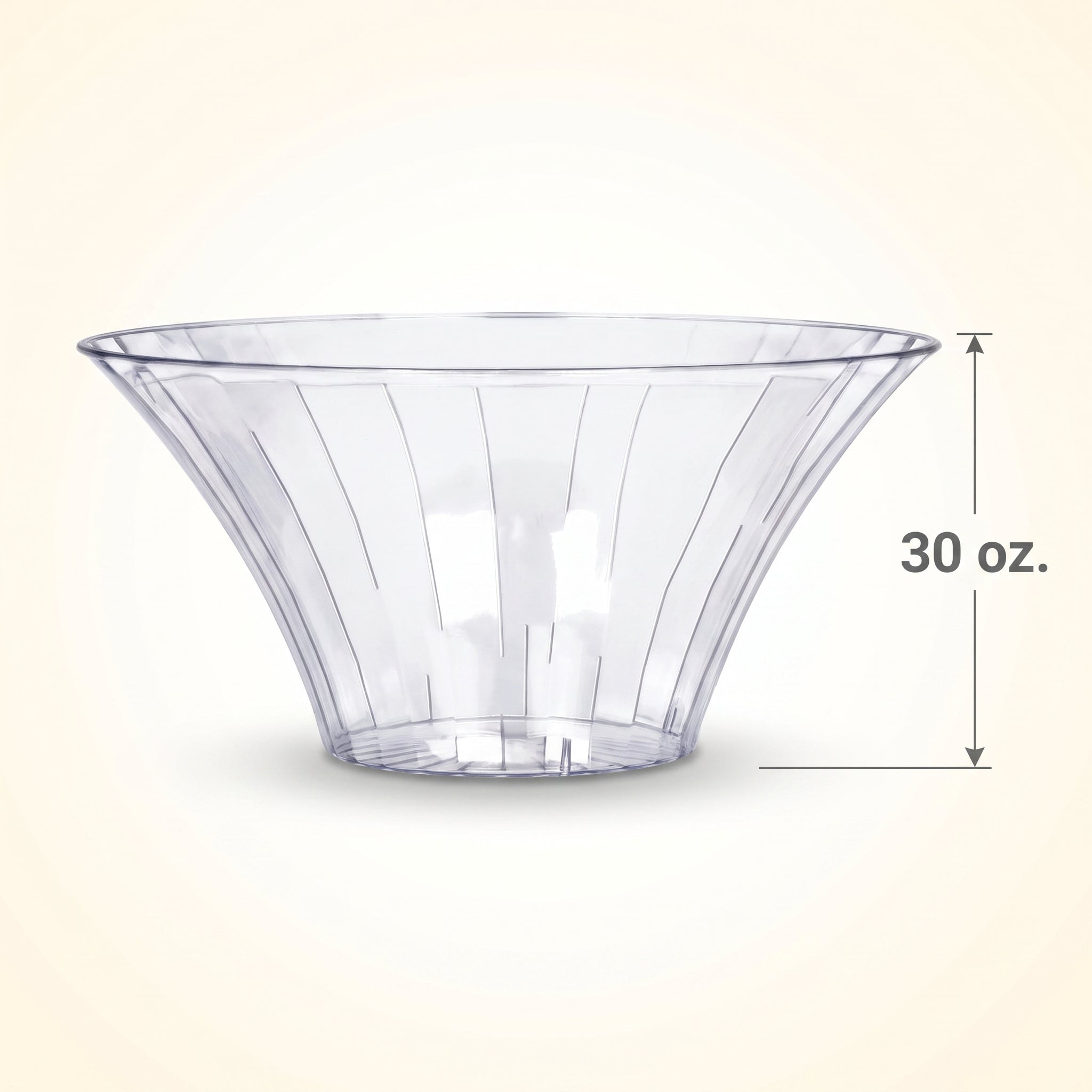 Medium Flared Clear Plastic Serving Bowl - 30 oz