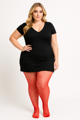 Plus Size Red Fishnet Stockings - Perfect for Halloween