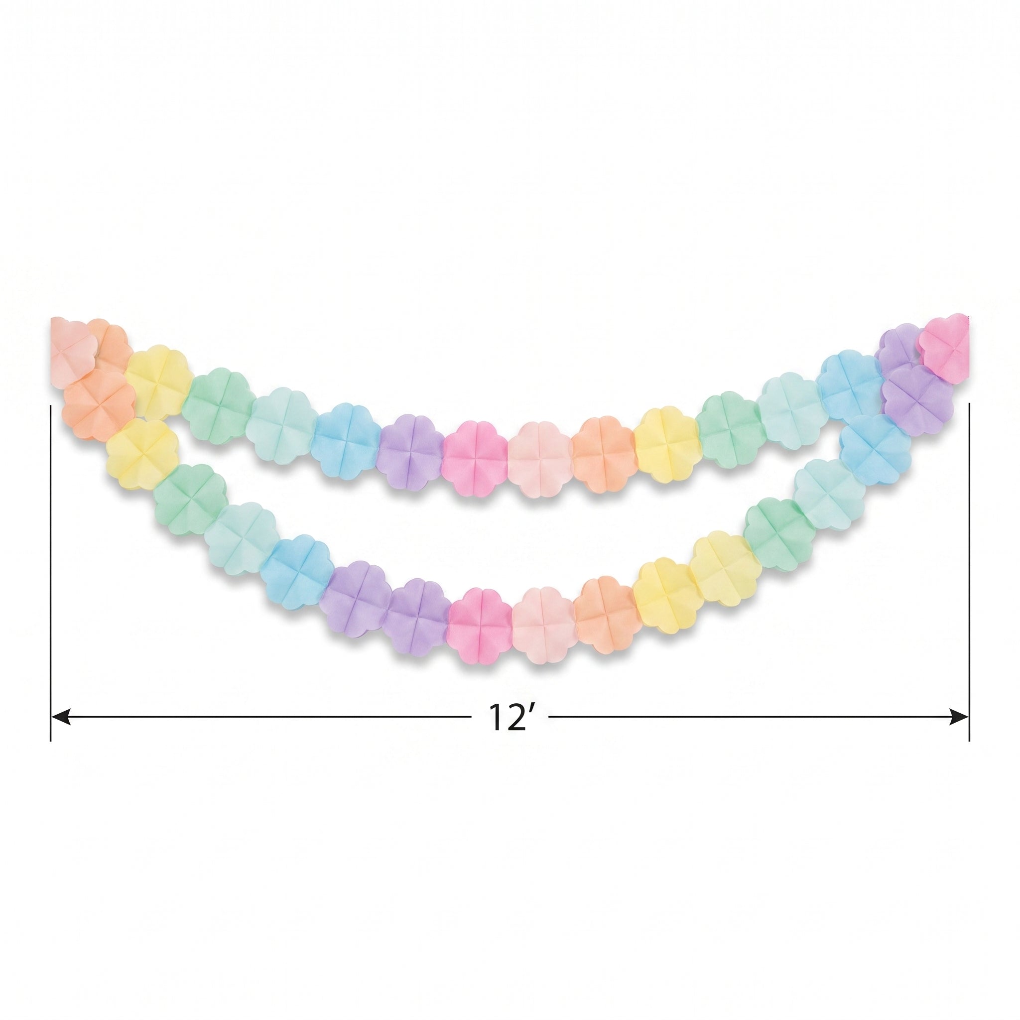 Pastel Rainbow Paper Garland - 9 ft