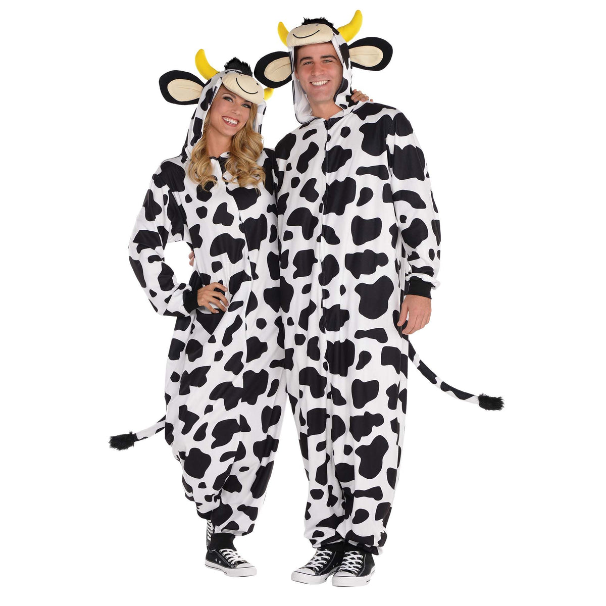 Adult Cow Zipster Jumpsuit Costume with Hood & Tail