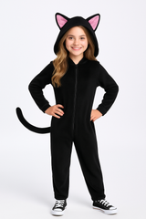 Black Cat Zipster Costume for Girls