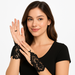 Black Lace Glovelettes - Adult Halloween Costume Accessory