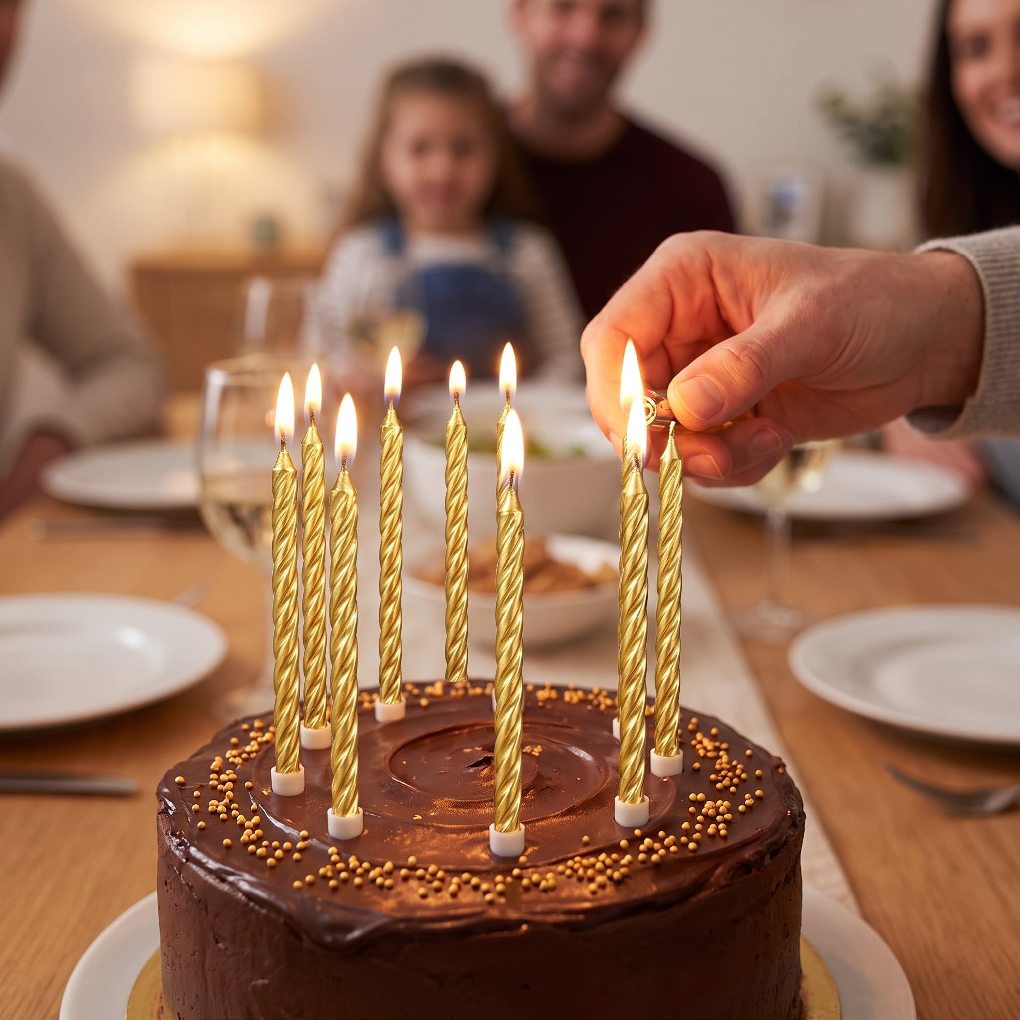 Elegant Gold Spiral Birthday Candles, 3.2-inch, 12-Pack