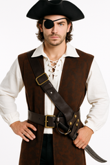 Pirate Bandolier Belt - Brown Faux Leather Costume Accessory