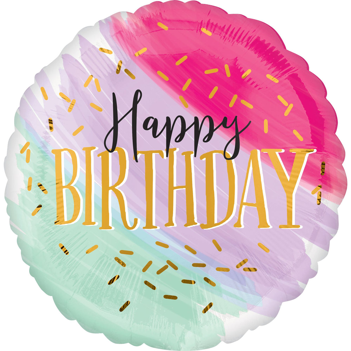 Watercolor Happy Birthday Metallic Super Shape Balloon