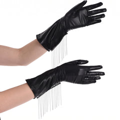 Cowgirl Glam Halloween Gloves with Ball Chain Fringe