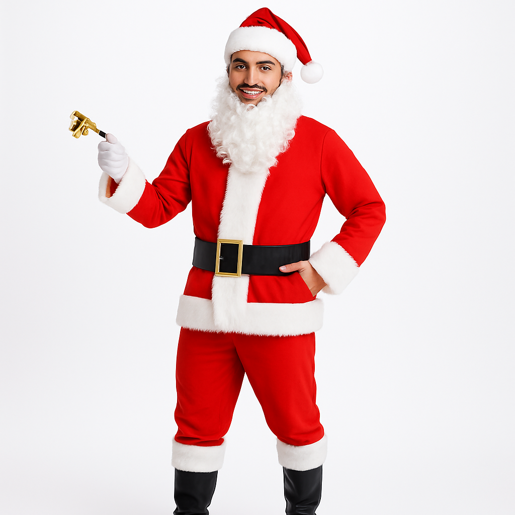 Classic Adult Santa Claus Costume Suit with Beard & Accessories