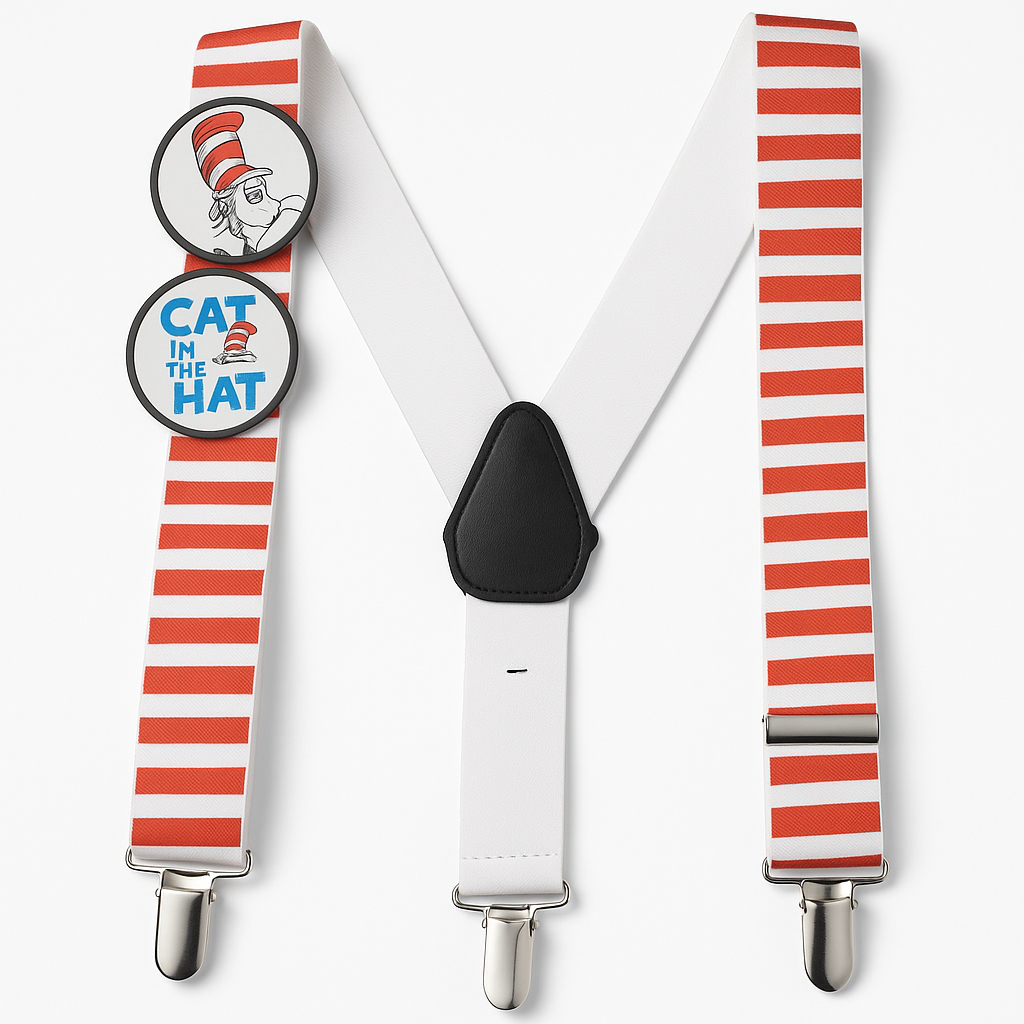 Dr. Seuss Cat in the Hat Suspenders - Red & White Stripes