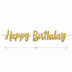 Golden Glitter Happy Birthday Banner
