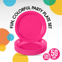 7 In. Cerise Paper Plates - 50 Ct.