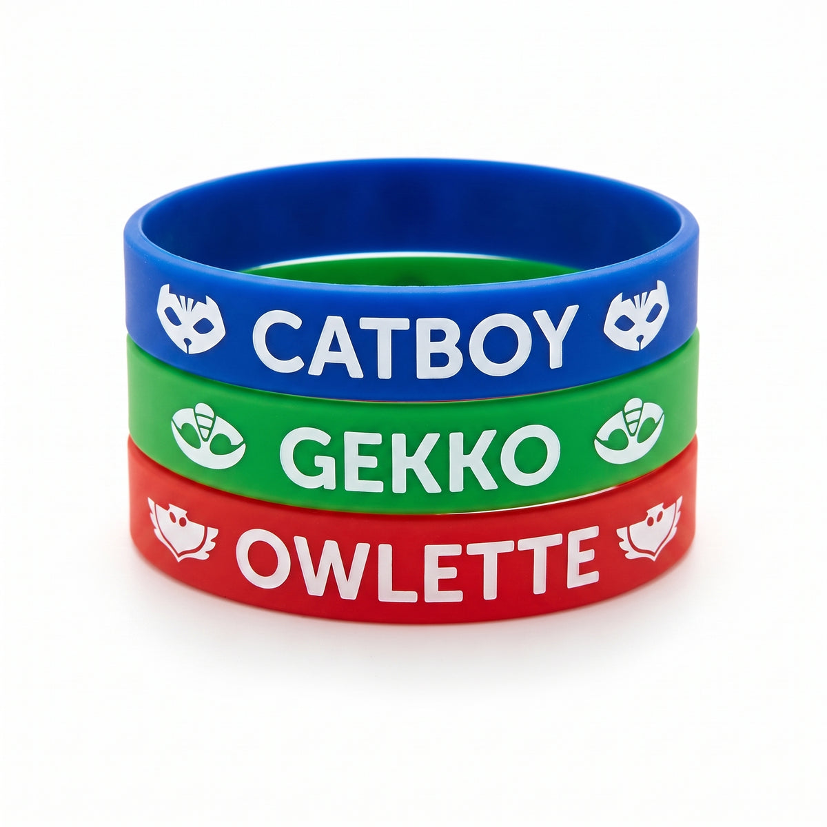 PJ Masks Rubber Bracelets - Catboy, Owlette, & Gekko, 6 Pack