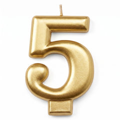Gold Metallic Number 5 Birthday Candle